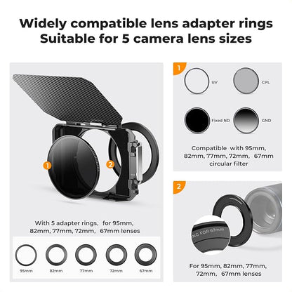 K&F CONCEPT Mini Matte Box +Black Mist 1/4 Filter Kit, DSLR Camera Matte Box - Image 4