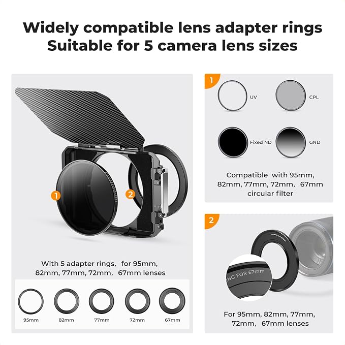 K&F CONCEPT Mini Matte Box +ND4+ND32 Filters Kit, DSLR Matte Box - Image 4