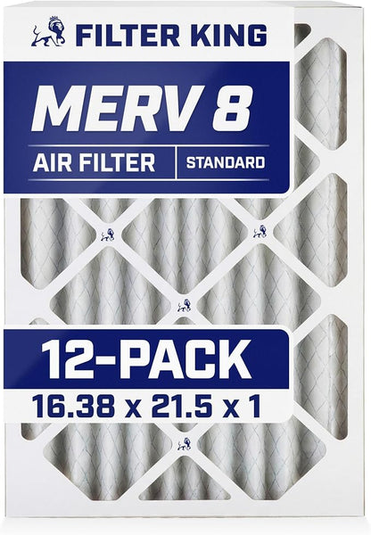 Filter King 16.38x21.5x1 Air Filter | 12-PACK | MERV 8 HVAC Pleated A/C Furnace by FilterKing