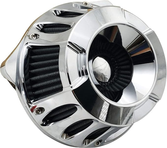Air Cleaner Harley Filter Motorcycle Intake CNC Cut Kit Chrome - Image 2