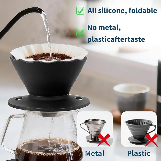 MERMOO YILAN Collapsible Coffee Dripper, Silicone Pour Over Coffee Filter Holder - Image 6