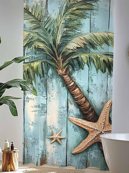 Sheer Curtains 108 Inches Long, Coastal Blue Green Tree Semi Sheer Curtains - Image 4