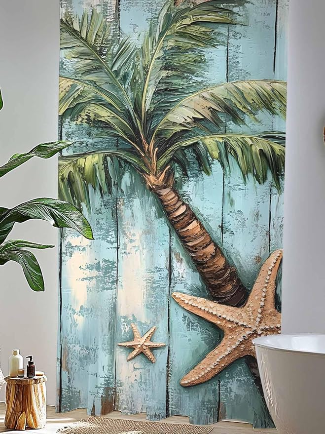 Sheer Curtains 96 Inches Long, Coastal Blue Green Tree Semi Sheer Curtains - Image 4