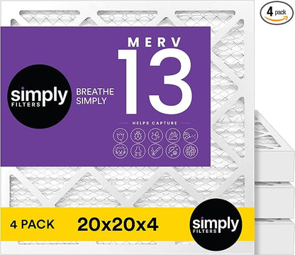 Simply 20x20x4 Air Filter, MERV 13, 4 Pack, Furnace Air Filter by SimplyFilters