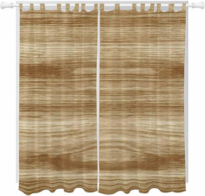 Light Brown Wood Grain Living Room Curtains 96 Inch Length, Window Curtains Tab by Unknown