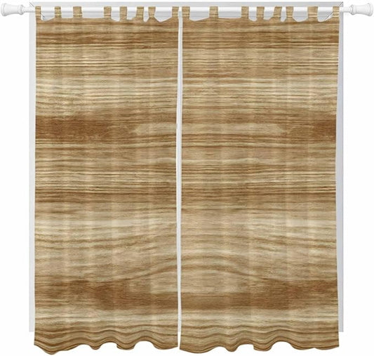Light Brown Wood Grain Living Room Curtains 84 Inch Length, Window Curtains Tab by Unknown
