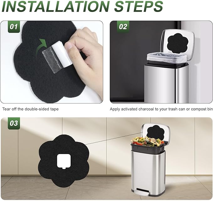 ENLOY 7.2 Inch Universal Trash Can Charcoal Filters Replacements, Absorbing - Image 7