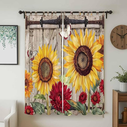 Sunflowers Living Room Curtains 96 Inch Length, Window Curtains Tab Top - Image 2
