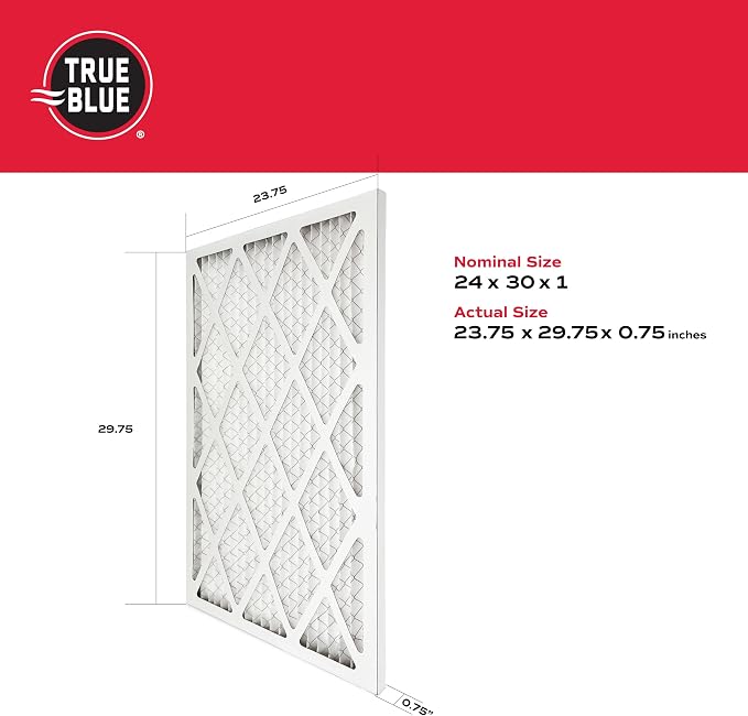 True Blue 24x30x1 MERV 11 Allergen Air Filter | Electrostatic Pleated HVAC - Image 2