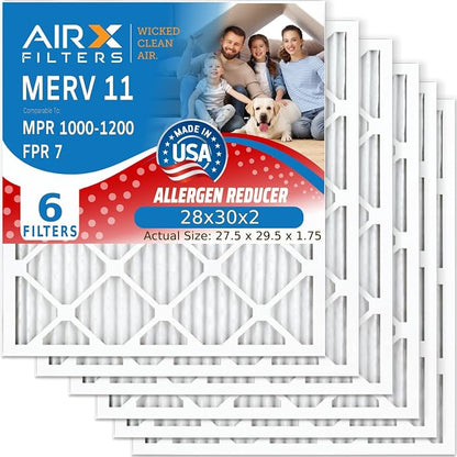 AIRX FILTERS WICKED CLEAN AIR. 28x30x2 Air Filter MERV 11 Electrostatic Pleated by AIRXFILTERSWICKEDCLEANAIR