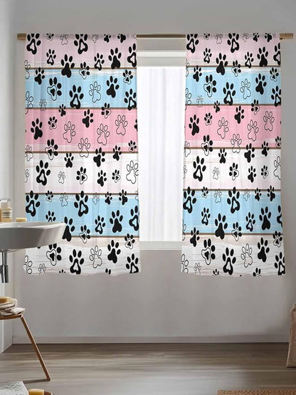 Sheer Curtains 63 Inch Length, Vintage Farmhouse Wooden Grain Privacy Voile - Image 5