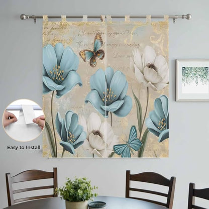 Spring Flowers Bedroom Curtains 72 Inch Length, Window Curtains Tab Top - Image 4