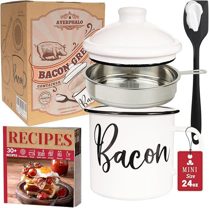 Bacon Grease Container with Strainer by Ayerphalo