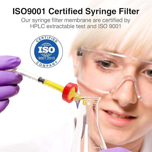 SimPure Syringe Filter PTFE 200 PCS Hydrophobic Membrane, 25mm Disc Diameter - Image 2