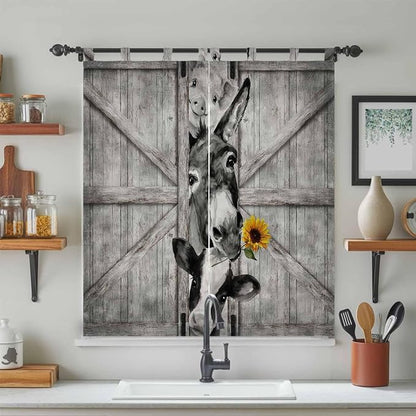 Funny Farm Animals Living Room Curtains 84 Inch Length, Window Curtains Tab Top - Image 3
