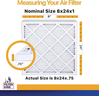 Filter King 8x24x1 Air Filter | 12-PACK | MERV 13 HVAC Pleated A/C Furnace - Image 2