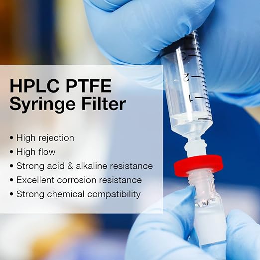 SimPure Syringe Filter PTFE 200 PCS Hydrophobic Membrane, 25mm Disc Diameter - Image 6