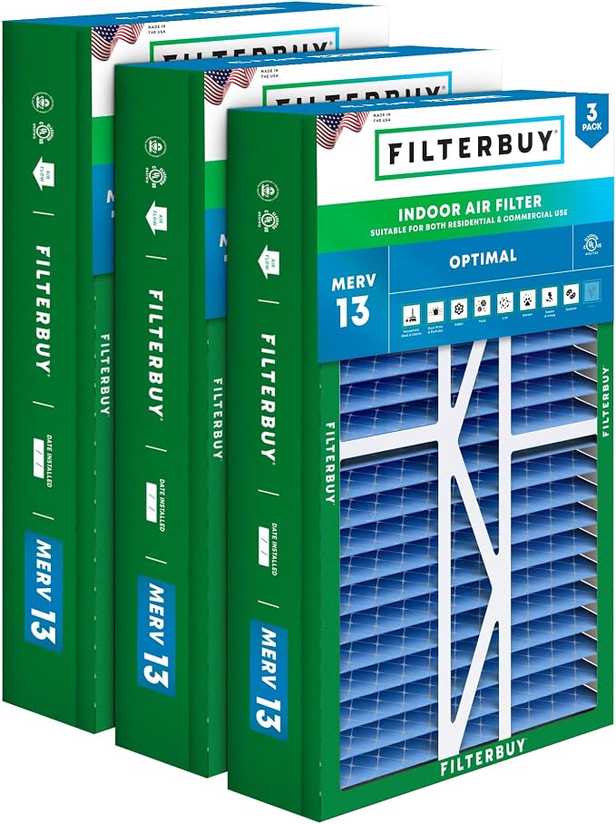 Filterbuy 17.5x27x5 Air Filter MERV 13 Optimal Smoke & Allergy Defense by Filterbuy