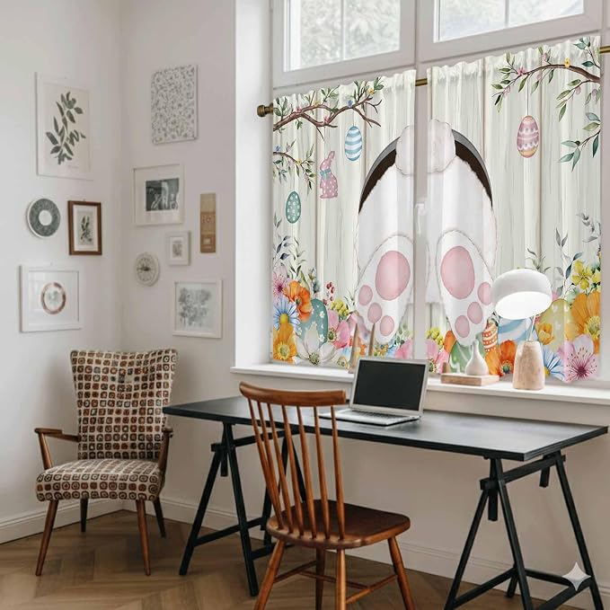 Easter Kitchen Curtains 54 Inch Long 2 Panel Set, Rod Pocket Window Curtains - Image 6