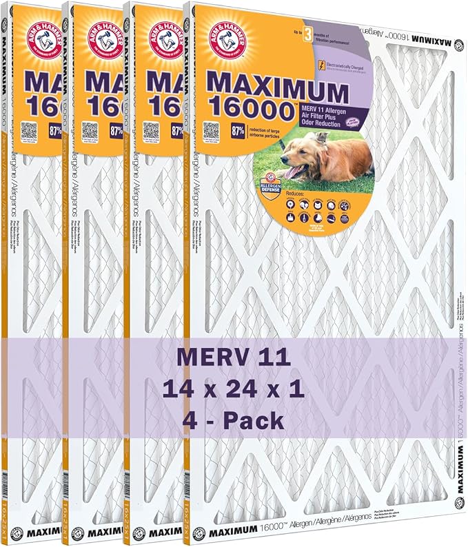 Arm & Hammer Max Allergen & Odor Reduction 14x24x1 Air and Furnace Filter by ARMHAMMER