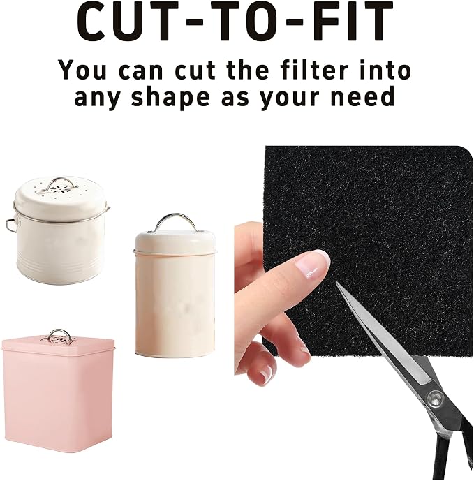 12PCS 5” Square Compost Bin Charcoal Filters, 0.4” Thick Activated Carbon - Image 7