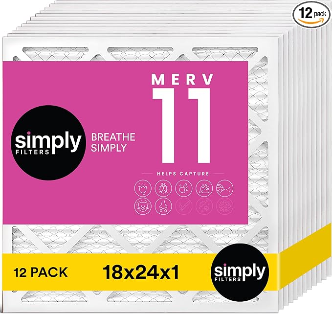 Simply 18x24x1 Air Filter, MERV 11, 12 Pack, by SimplyFilters