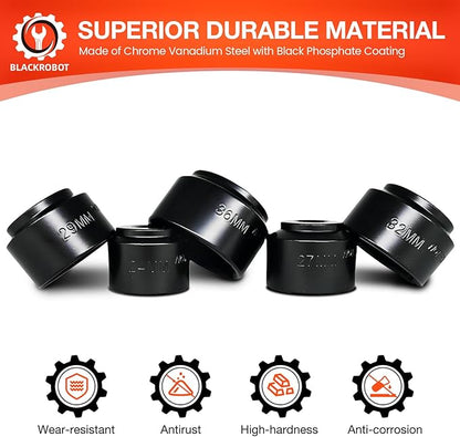 BLACKROBOT 5 Pieces 3/8” Drive Low Profile Oil Filter Socket Set, Metric Size - Image 3