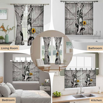 Funny Farm Animals Bedroom Curtains 72 Inch Length, Window Curtains Tab Top - Image 7