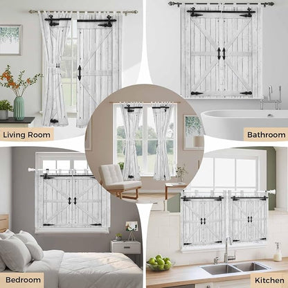 Farmhouse Wood Grain Bedroom Curtains 72 Inch Length, Window Curtains Tab Top - Image 7