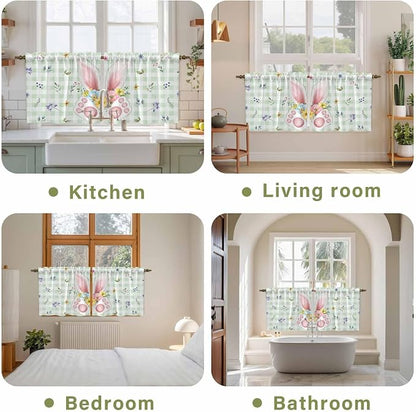 Easter Kitchen Tier Curtains 36 Inch Long 2 Panel Set, Rod Pocket Half Window - Image 8