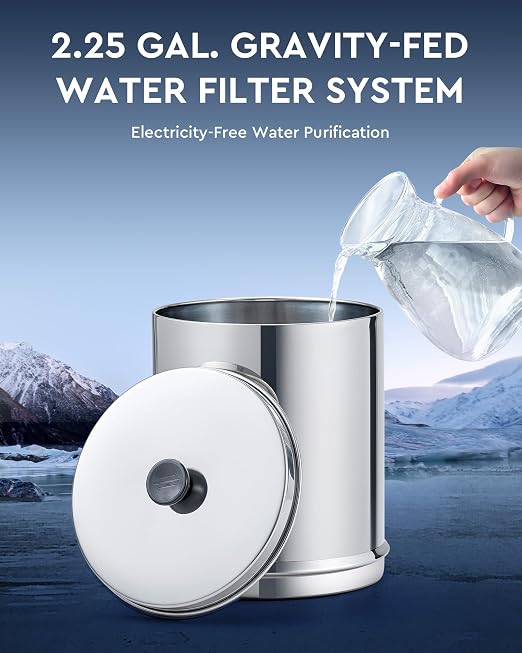 CO-Z Gravity Fed Water Filter System, Stainless Steel Gravity Water Purifier - Image 2