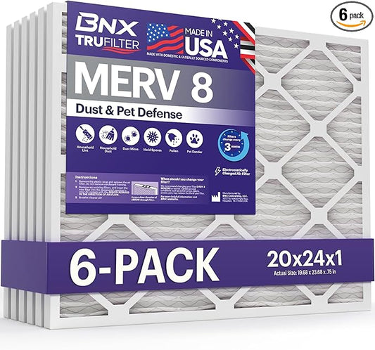 BNX TruFilter 20x24x1 Air Filter MERV 8 by BNX