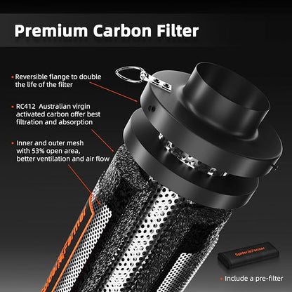 Spider Farmer Air Filtration Kit 6 Inch, Inline Duct Fan - Image 6