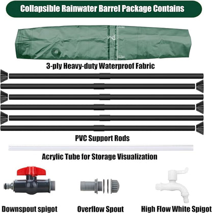 THUNDERBAY 60 Gallon Collapsible Rain Barrel, Portable Rain Barrels to Collect - Image 3