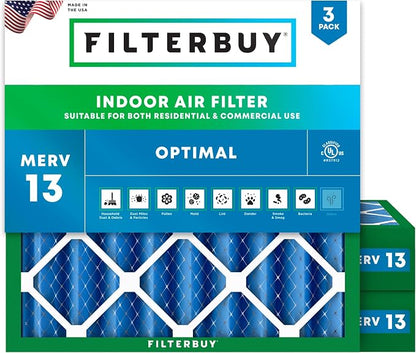 Filterbuy 24x24x4 Air Filter MERV 13 Optimal Smoke & Allergy Defense, by Filterbuy