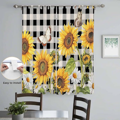 Sunflowers Living Room Curtains 96 Inch Length, Window Curtains Tab Top - Image 4