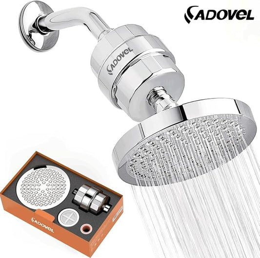 ADOVEL High Output Shower Head and Hard Water Filter, 15 Stage Shower Filter - Image 2