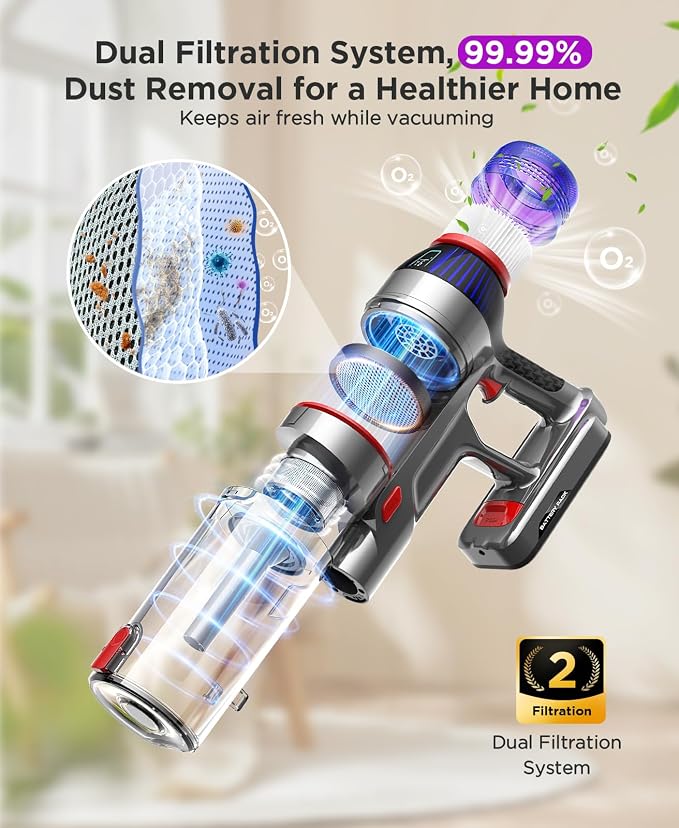 Cordless Stick Vacuum Cleaner for Home: Power Suction Vacuum Tangle-Free - Image 6