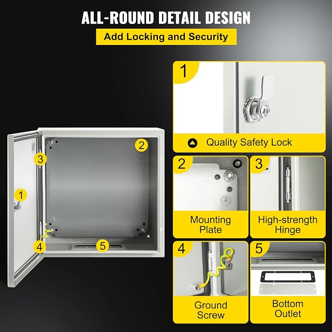 VEVOR NEMA Steel Enclosure, IP66 Waterproof & Dustproof, Outdoor/Indoor - Image 5