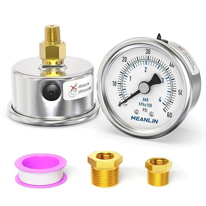 MEANLIN MEASURE 0~60Psi Dry Pressure Gauge Stainless Steel 1/8" NPT 2" FACE by MEANLINMEASURE