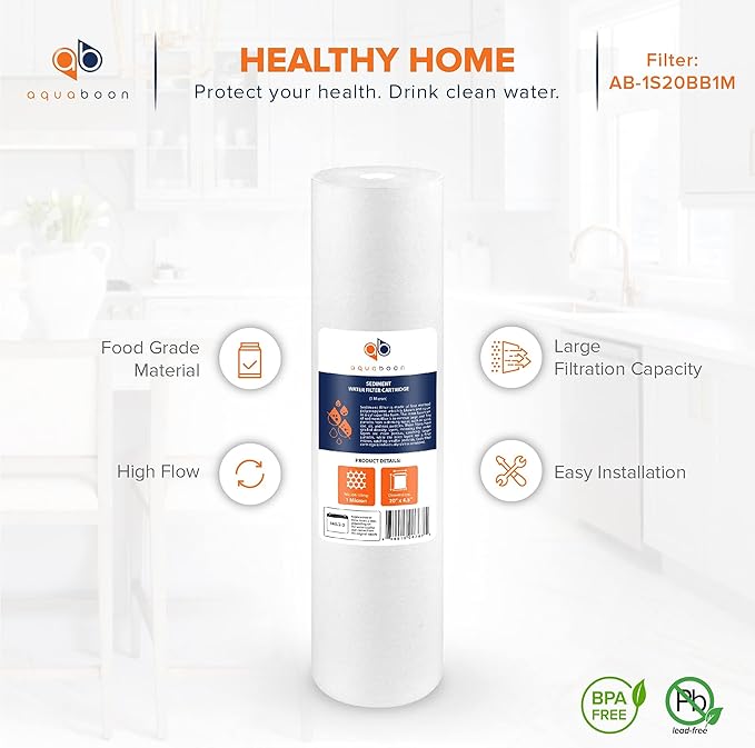 Aquaboon 1 Micron 20 x 4.5 Sediment Water Filter Replacement Cartridge | Whole - Image 4