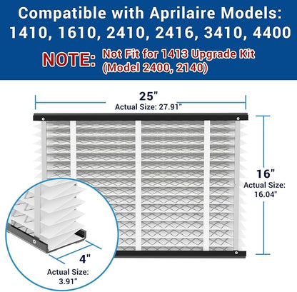 4 Pack, 410 Replacement Air Filter, Nominal Size: 16x25x4, Actual Size: - Image 2
