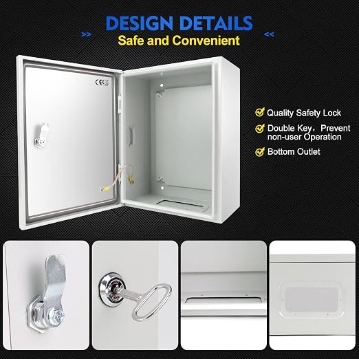 Outdoor Electrical Box, Steel Junction Box 16 x 12 x 8'', NEMA 4X Electrical - Image 7
