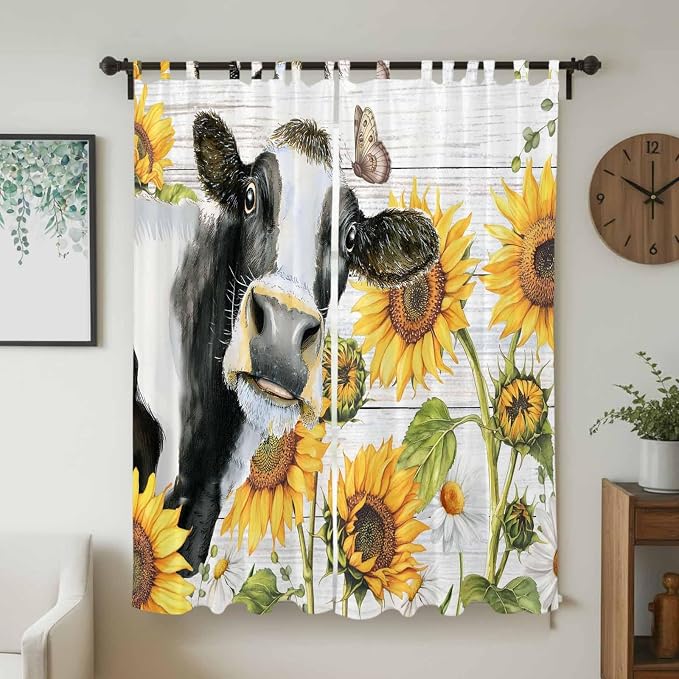 Retro Farmhouse Floral Living Room Curtains 96 Inch Length, Window Curtains Tab - Image 2
