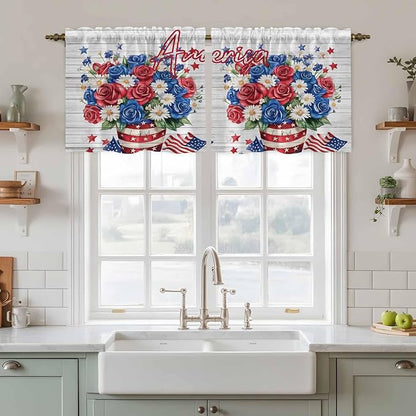 Independence Day Kitchen Tier Curtains 36 Inch Long 2 Panel Set, Rod Pocket - Image 3