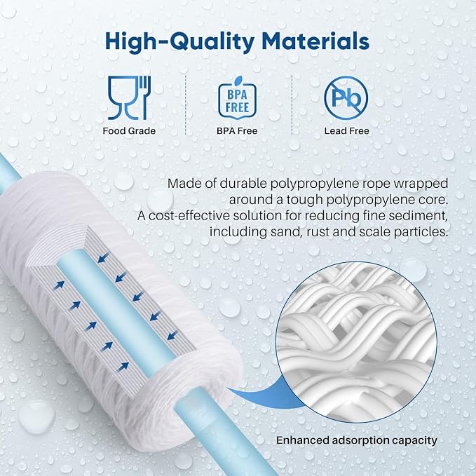 PUREPLUS 25 Micron 10 x 4.5 Whole House String Wound Sediment Filter - Image 5