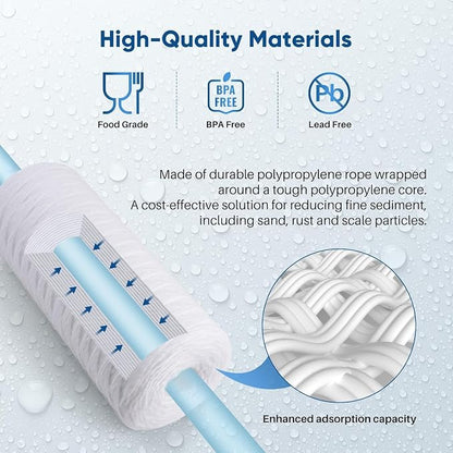 PUREPLUS 25 Micron 10 x 4.5 Whole House String Wound Sediment Filter - Image 5