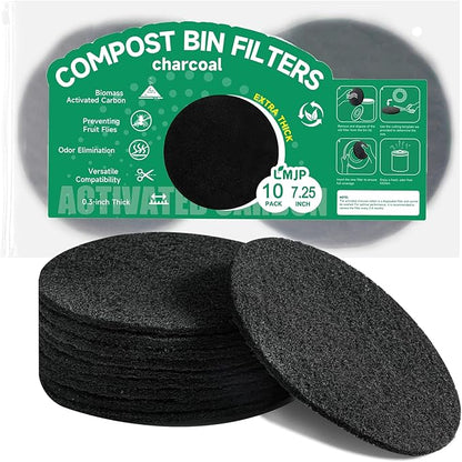 6.7 Inch Charcoal Filters for 10 Pack Kitchen Countertop Compost Bins by LMJP