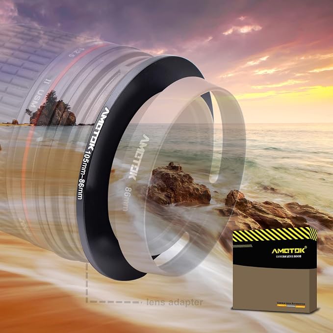 105mm Lens to 86mm Camera Lens Adapter, 105mm-86mm Filter Step-Down Ring by AMOTOK