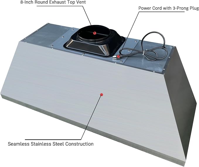 CT Copper Tailor Sloped Copper Vent Hood Wall Mount, 1260 CFM Exhaust Fan - Image 8